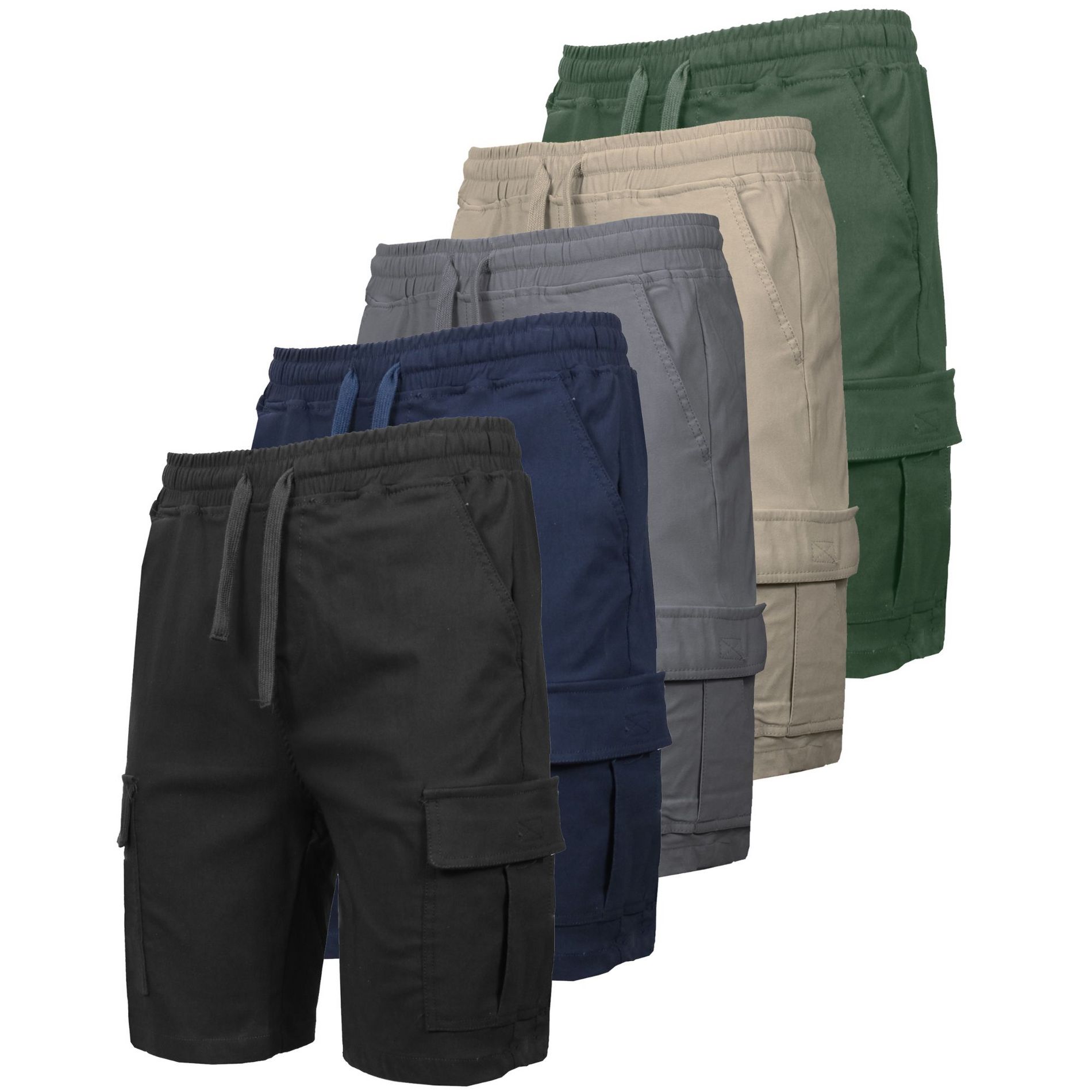 Galaxy By Harvic Men’s Slim Fit Super Flex Stretch Cargo Jogger Shorts-5 Pack