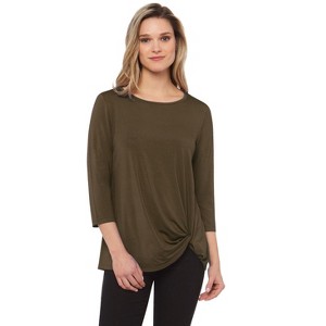 Rekucci Women’S Super Soft Knit Top With Knot Detail And 3/4 Sleeves – Eco-Friendly, Comfortable And Stylish Everyday Wear - 1 of 3