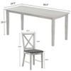 VECELO Farmhouse Style Dining Table Set, Rubber Wood Table and Upholstered Dining Chairs, Gray - 3 of 4