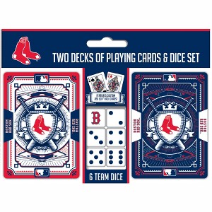 MasterPieces Officially Licensed MLB Boston Red Sox 2-Pack Playing cards & Dice set for Adults - 1 of 4