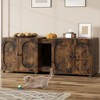55.1" Large Double Cat Litter Box Enclosure with Modern Rattan Doors, Ventilated Wooden Cabinet for 2 Cats, Includes Litter Pad, Easy to Clean - 3 of 4