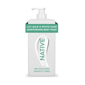 Native Moisturizing Body Wash for Women & Men - 24hr Hydration - Lily Milk & White Sage - Sulfate Free - Paraben Free - 18 fl oz - 1 of 4