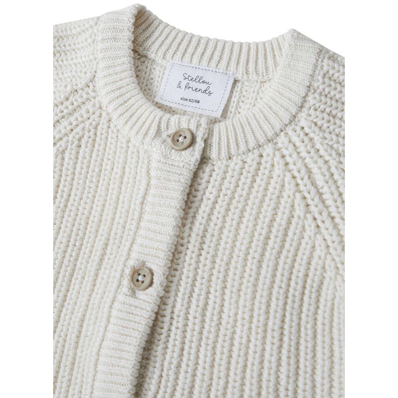 Stellou & Friends 100% Cotton Chunky Ribbed Knitted Cardigan for Boys & Girls Ages 0-6 Years, 2 of 5