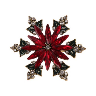 Unique Bargains Christmas Brooches HC0154 Alloy Dripping Wax Red 1.57"x1.57" 1 Pc