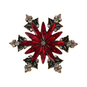 Unique Bargains Christmas Brooches HC0154 Alloy Dripping Wax Red 1.57"x1.57" 1 Pc - 1 of 4