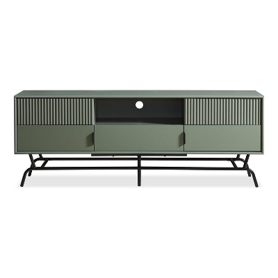 Sage Green MDF and Wood TV Stand with Cabinet and Drawers