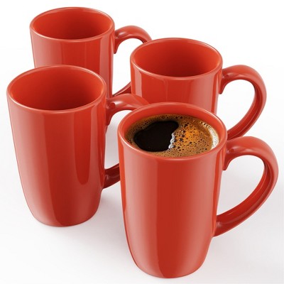 Omniware Teaz Cafe 18 oz Classic Mug, Set of 4 - Vintage Stoneware Coffee Cups, Nostalgic 50s-Inspired Drinkware, Rustic Farmhouse Aesthetic