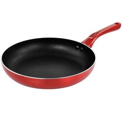 Better Chef 10 Inch Red Aluminum Deep Frying Pan with Glass Lid