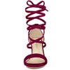 Allegra K Women's Faux Velvet Open Toe Strappy Lace-Up Chunky Heel Sandals - 2 of 4