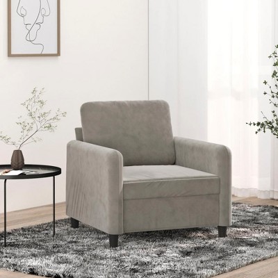 vidaXL Sofa Chair Light Gray 23.6 in. Velvet