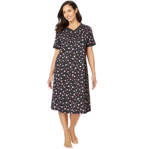 Dreams & Co. Women's Plus Size Short Henley Sleepshirt - 1 of 4