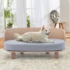 Corgi 26" Wide Small Dog Bed with Removable Cover,Velvet Cushion With Solid Wood legs and Bent Wood Back-The Pop Home - 2 of 4