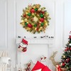 16 Inch Christmas Wreath for Front Door, Artificial Xmas Wreath with Red Green Gold Ball Ornaments 30 Led Lights Battery Operated - 2 of 4
