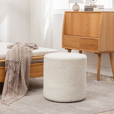 KINWELL Round Upholstered Pouf Ottoman Footrest