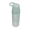 Zak Designs 32oz Icicle Floral Manual Straw Water Bottle Green - 3 of 4