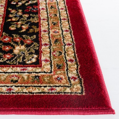 Red and Black Floral Synthetic Tufted Circle Area Rug