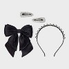 Headband Barrette and Bow Set 3 pc - A New Day™ Black - 2 of 4