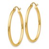 Black Bow Jewelry 2mm, 14k Yellow Gold Classic Round Hoop Earrings, 30mm (1 1/8 Inch) - 2 of 4