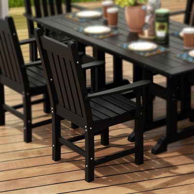 Black HDPE Outdoor Dining Armchair with Semi-Gloss Finish