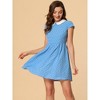 INSPIRE CHIC Women's Peter Pan Collar Short Sleeves Contrast A-Line Polka Dots Dress - 3 of 4