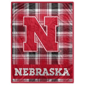 NCAA Nebraska Cornhuskers Plaid Ultra Cozy Throw Blanket - 1 of 3