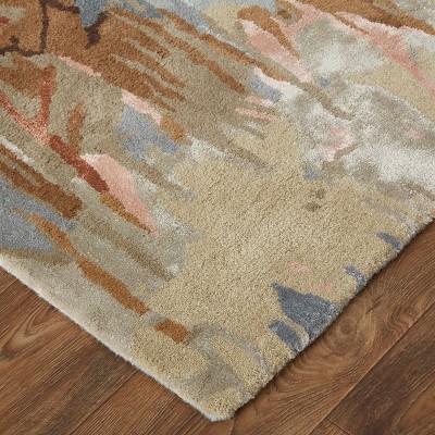 Dafney Multi-Color Floral Wool and Viscose Accent Rug
