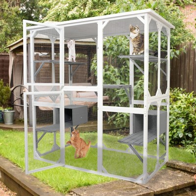 Gsluuk XPT018 cat cage box lovely house cute pet play speace Wooden White Medium