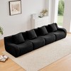 4-Seat Teddy Fabric Boneless Straight Sectional Sofa with No Assembly Required, Anti-Slip Design, and 32D High-Density Sponge - 2 of 4