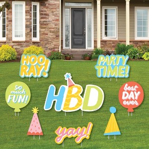 Big Dot of Happiness Party Time - Yard Sign and Outdoor Lawn Decorations - Happy Birthday Party Yard Signs - Set of 8 - 1 of 4