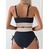 Wikineon Women's High Waisted Bikini Sets Two Piece Tummy Control Swimsuit Color Block Bathing Suits - 4 of 4