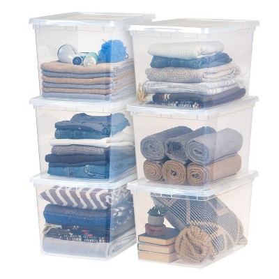 4 Pack 58 Qt Latch Box Plastic Totes Clear Storage Containers Bin