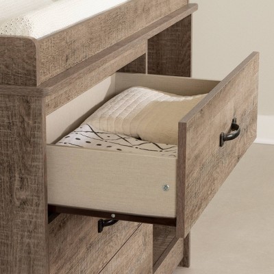Weathered Oak Rustic Farmhouse Changing Table with Drawers