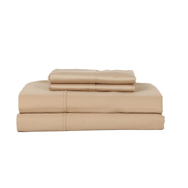Castle Hill London 410 Thread Count Cotton Sateen Sheet Set Deep Pocket - Taupe, 1 of 5