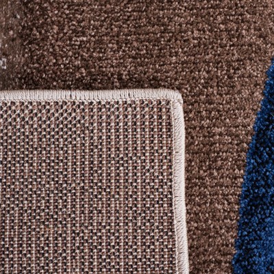 Beige and Blue Rectangular Stain-Resistant Synthetic Area Rug