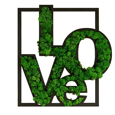 VisioGear LOVE Letter Art Moss Wall Decor for Hallway Office Wall Decor, Green, 21.3"*19.8"*1.58"