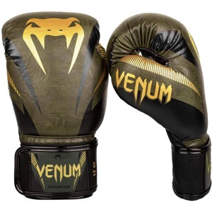 Venum Impact Hook and Loop Boxing Gloves - Khaki/Gold - 1 of 2
