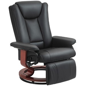 PU Leather Manual Swivel Recliner Chair with Footrest, 135¡ã Recline and 360¡ã Swivel Base - 1 of 4