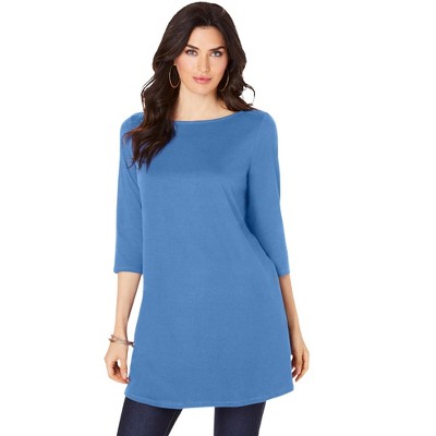 Roaman's Women's Plus Size Boatneck Ultimate Tunic With Side Slits