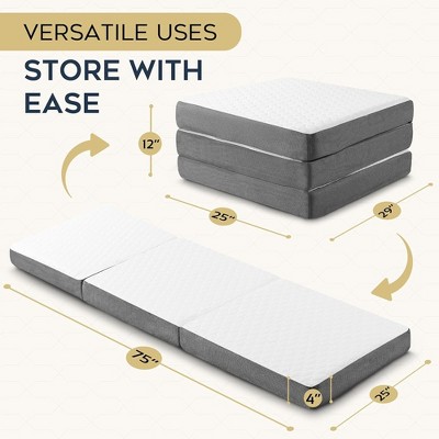 Contour Comfort White and Gray Tri Folding Memory Foam Mattress