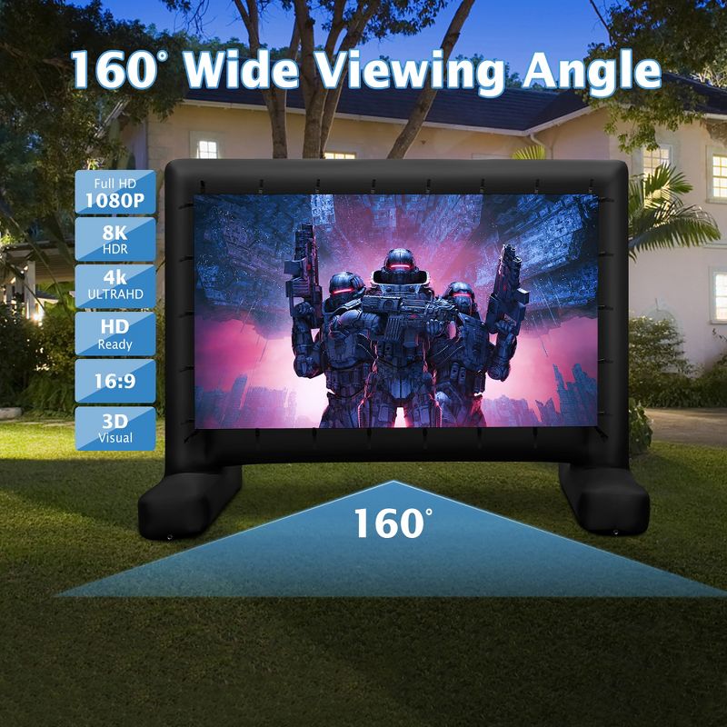 Tangkula 16 Ft Inflatable Movie Screen Outdoor Projector Screen w/ Air Blower Carry Bag, 3 of 10