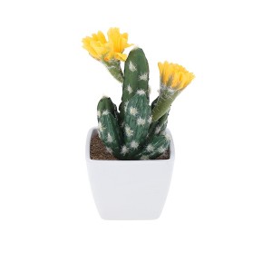 Unique Bargains Artificial Plants Multi-Head Cactus Plastic 3.03"x3.03"x6.30" 1 Pcs - 1 of 4