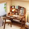 Kids Desk, Wooden Study Desk, Home Office Desk, Writing Desk, Computer Desk, With Bookshelf and Drawers, With Chair - 2 of 4