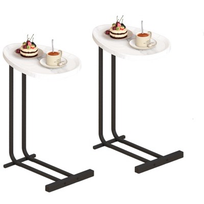 VYNXARIA C-Shaped Side Table,C Table End Table for Sofa and Bedside, Couch Side Tables,Wood C-Shaped End Table with Metal Frame Slide