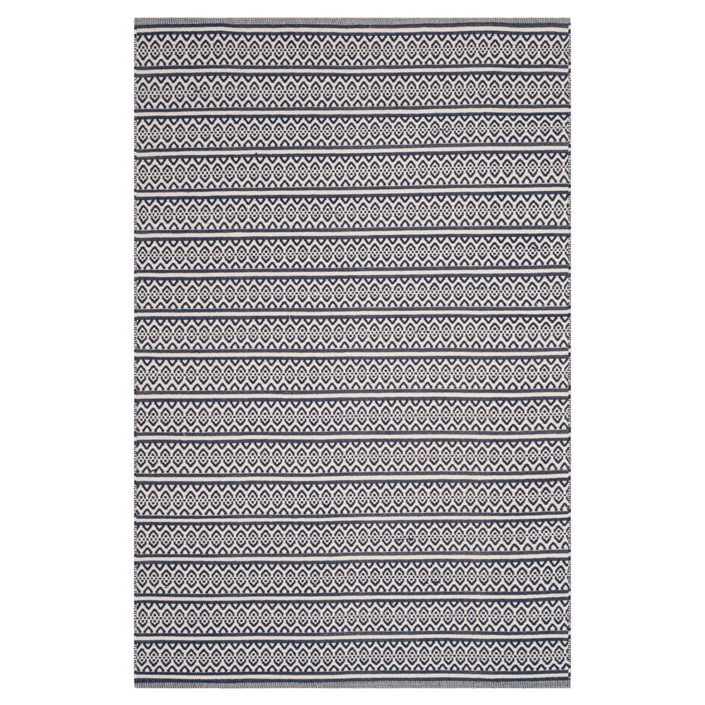 Ivory/Navy Geometric Woven Area Rug - (4'x6') - Safavieh