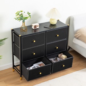 Drawers Dresser for Bedroom, Chest of Drawers with PU Leather Bins, Media Console Table, Fabric Closet Dresser for Living Room Hallway - 1 of 4