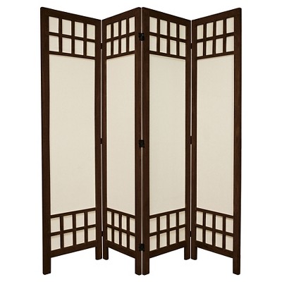 5 1/2 ft. Tall Window Pane Fabric Room Divider - Burnt Brown (4 Panels)