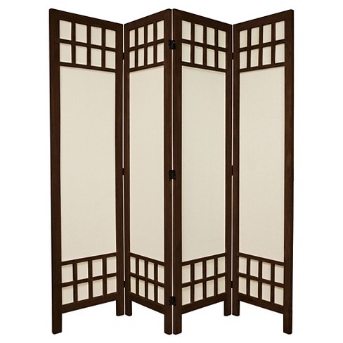 5 1/2 ft. Tall Window Pane Fabric Room Divider - Burnt Brown (4 Panels) - image 1 of 3