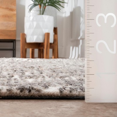 Handmade Tufted Wool Trellis Square Rug, 5' x 8', Stain-Resistant Gray