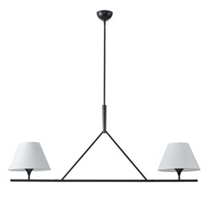 Dewdrop Modern Farmhouse 2-Light Chandelier Black Linear Pendant Fixture with White Lampshades for Dining Living Room - 1 of 4