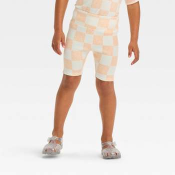 Grayson Mini Toddler Girls' Knit Checkerboard Printed Shorts - Orange